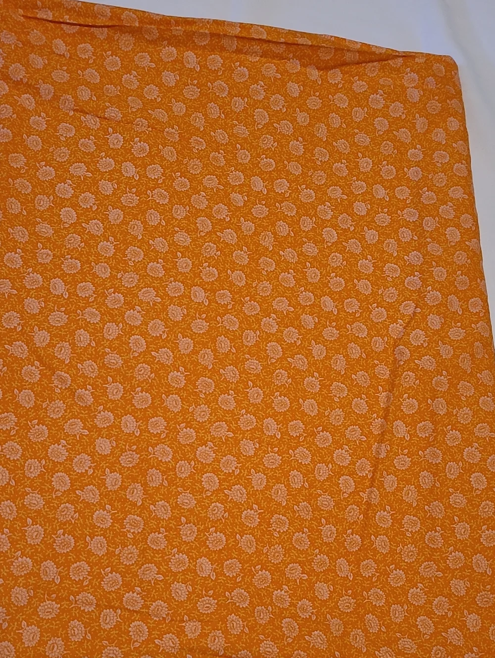 Fabric Orange White Flowers, Over 4 Yards, Sewing Quilting Crafting Cotton